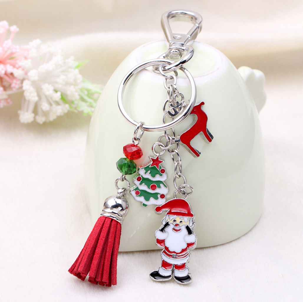 Maxbell Charm Santa Claus Reindeer Pendant Keychain Purse Bag Key Ring Christmas