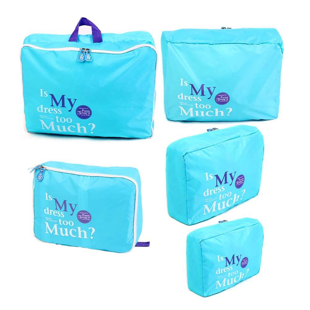 Maxbell 5 Pcs Clothes Socks Packing Cube Storage Bag Travel Luggage Organizer Blue