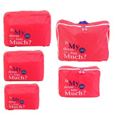 Maxbell 5Pcs Clothes Socks Packing Cube Storage Bag Travel Luggage Organizer RoseRed