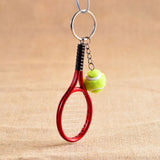 Maxbell Mini Tennis Ball Racket Pendant Keyring Key Chain Gift - Red