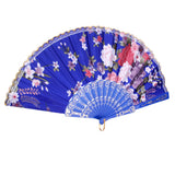 Maxbell Sweet Style Flowers Hand Fan Folding Fan Dancing Party Fan Royal Blue