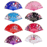 Maxbell Sweet Style Flowers Hand Fan Folding Fan Dancing Party Fan Royal Blue