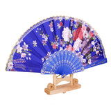 Maxbell Sweet Style Flowers Hand Fan Folding Fan Dancing Party Fan Royal Blue