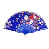 Maxbell Sweet Style Flowers Hand Fan Folding Fan Dancing Party Fan Royal Blue