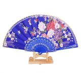 Maxbell Sweet Style Flowers Hand Fan Folding Fan Dancing Party Fan Royal Blue