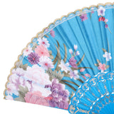 Maxbell Sweet Style Flowers Hand Fan Folding Fan Dancing Party Fan Lake - Blue