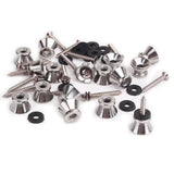 Maxbell 16pcs Guitar Bass End Pin Strap Buttons Locks Silver