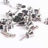 Maxbell 16pcs Guitar Bass End Pin Strap Buttons Locks Silver