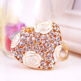 Maxbell Crystal White Rose Heart Charm Keyring