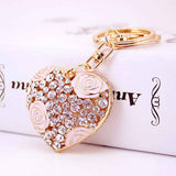 Maxbell Crystal White Rose Heart Charm Keyring