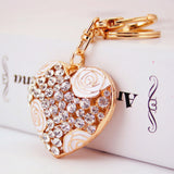 Maxbell Crystal White Rose Heart Charm Keyring