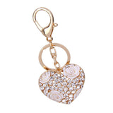 Maxbell Crystal White Rose Heart Charm Keyring