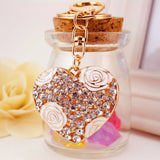 Maxbell Crystal White Rose Heart Charm Keyring