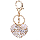 Maxbell Crystal White Rose Heart Charm Keyring