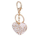 Maxbell Crystal White Rose Heart Charm Keyring