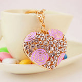 Maxbell Crystal Purple Rose Heart Charm Keyring