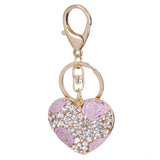 Maxbell Crystal Purple Rose Heart Charm Keyring