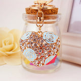 Maxbell Crystal Blue Rose Heart Charm Keyring