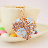 Maxbell Crystal Blue Rose Heart Charm Keyring