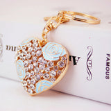 Maxbell Crystal Blue Rose Heart Charm Keyring