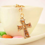 Maxbell Crystal Christian Cross Charm Keyring