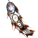 Maxbell Handmade Wolf Pattern Feather w/ Beads Dream Catcher Wall Hanging Decoration