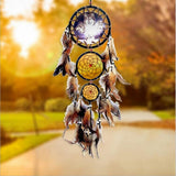 Maxbell Handmade Wolf Pattern Feather w/ Beads Dream Catcher Wall Hanging Decoration