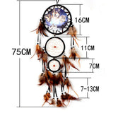 Maxbell Handmade Wolf Pattern Feather w/ Beads Dream Catcher Wall Hanging Decoration