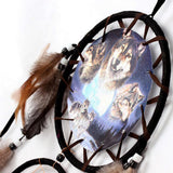 Maxbell Handmade Wolf Pattern Feather w/ Beads Dream Catcher Wall Hanging Decoration