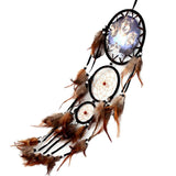 Maxbell Handmade Wolf Pattern Feather w/ Beads Dream Catcher Wall Hanging Decoration