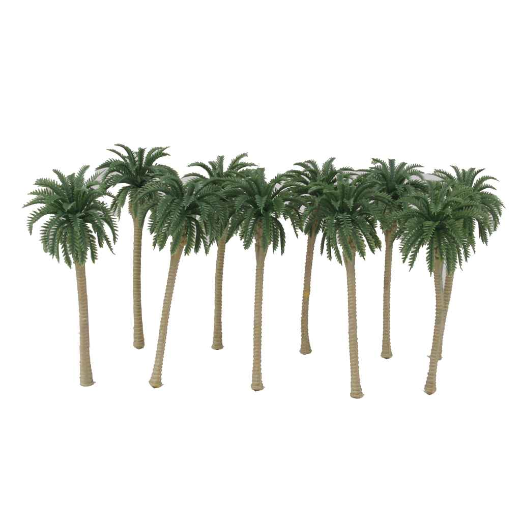Maxbell 10pcs Green Model Coconut Palm Trees 1/75 13cm