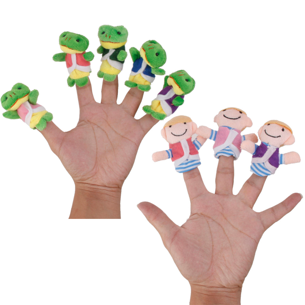 Maxbell Set of 8pcs Finger Puppets Five Little Frogs and Kids