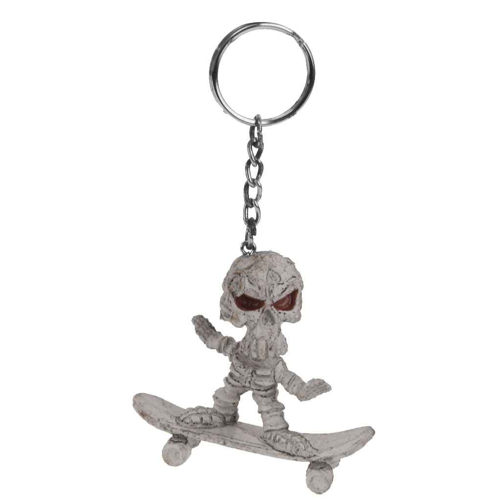 Maxbell Skull Skeleton Standing on Skateboard Pendant Purse Bag Keyring Key Chain