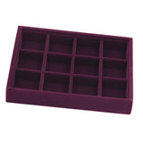 Maxbell Elegant Velvet Stackable Jewelry Display Tray Case 12 Grids