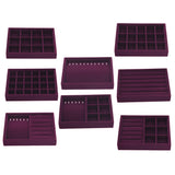 Maxbell Elegant Velvet Stackable Jewelry Display Tray Case 12 Grids