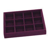 Maxbell Elegant Velvet Stackable Jewelry Display Tray Case 12 Grids