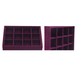 Maxbell Elegant Velvet Stackable Jewelry Display Tray Case 12 Grids