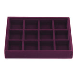 Maxbell Elegant Velvet Stackable Jewelry Display Tray Case 12 Grids