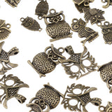 Maxbell 50pcs Multistyle Owl Charms Pendant for DIY Jewelry Making Antique Bronze