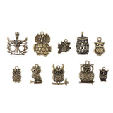 Maxbell 50pcs Multistyle Owl Charms Pendant for DIY Jewelry Making Antique Bronze