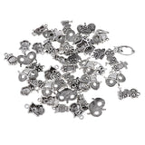 Maxbell 50pcs Multistyle Owl Charms Pendant for DIY Jewelry Making Antique Silver