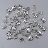 Maxbell 50pcs Multistyle Owl Charms Pendant for DIY Jewelry Making Antique Silver