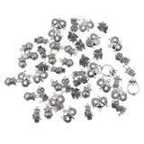 Maxbell 50pcs Multistyle Owl Charms Pendant for DIY Jewelry Making Antique Silver