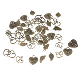 Maxbell 50pcs Multistyle Heart Charms Pendant for DIY Jewelry Making Antique Bronze