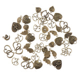 Maxbell 50pcs Multistyle Heart Charms Pendant for DIY Jewelry Making Antique Bronze