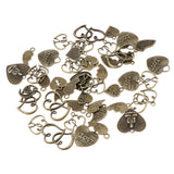 Maxbell 50pcs Multistyle Heart Charms Pendant for DIY Jewelry Making Antique Bronze