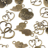 Maxbell 50pcs Multistyle Heart Charms Pendant for DIY Jewelry Making Antique Bronze