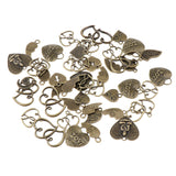 Maxbell 50pcs Multistyle Heart Charms Pendant for DIY Jewelry Making Antique Bronze