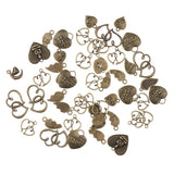 Maxbell 50pcs Multistyle Heart Charms Pendant for DIY Jewelry Making Antique Bronze