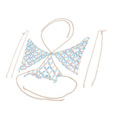 Maxbell Sexy Bra Bikini Women Halter Sequin Tassel Summer Beach Chest Chain Blue